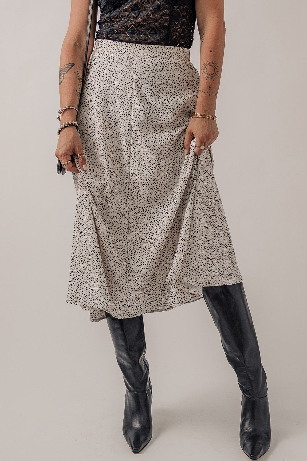 River Speckle High Waist Midi Skirt