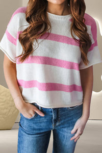 Anastasia Striped  Knit Top In Multi Colors