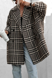 Madeline Houndstooth Coat With Pockets In Multi Colors