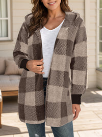 Isabella Plaid Hooded Coat In Multi Colors