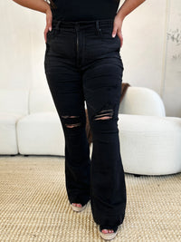 Autumn High Waist Distressed Flare Jeans