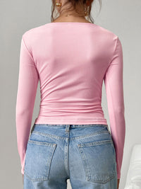 Square Neck Half Snap Top In Three Colors