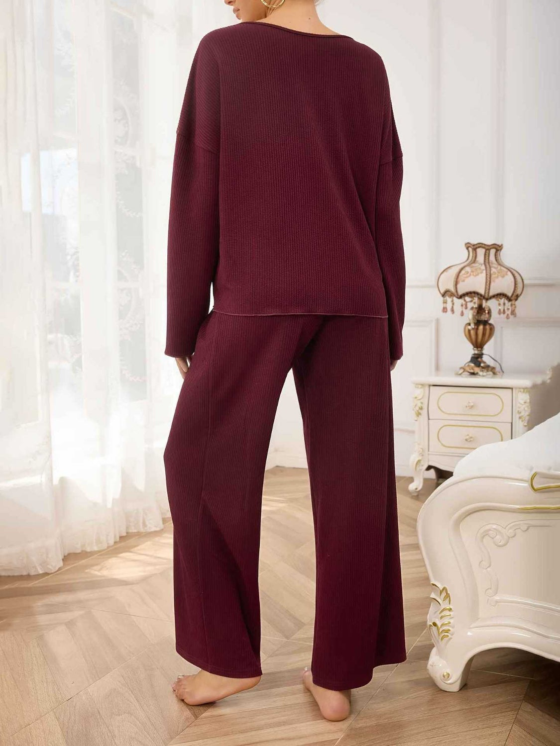 Aubree V-Neck Top and Wide Leg Pants Set