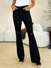 Autumn High Waist Distressed Flare Jeans