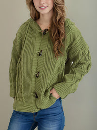 Aria Cable-Knit Hooded Cardigan