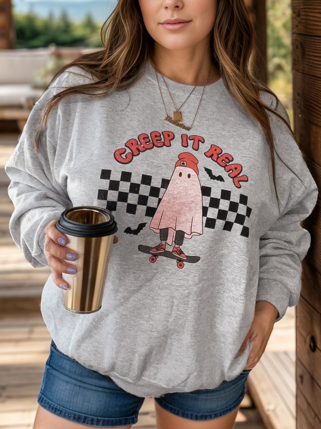 Plus Size Creep It Real Graphic Sweatshirt