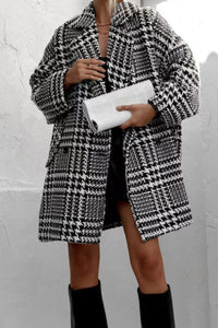 Madeline Houndstooth Coat With Pockets In Multi Colors