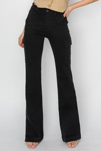 Risen Remi High Rise Side Slit Cargo Bootcut Jeans