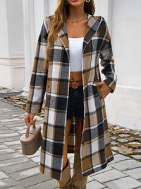 Morgan Plaid Hooded Coat In Multi Colors