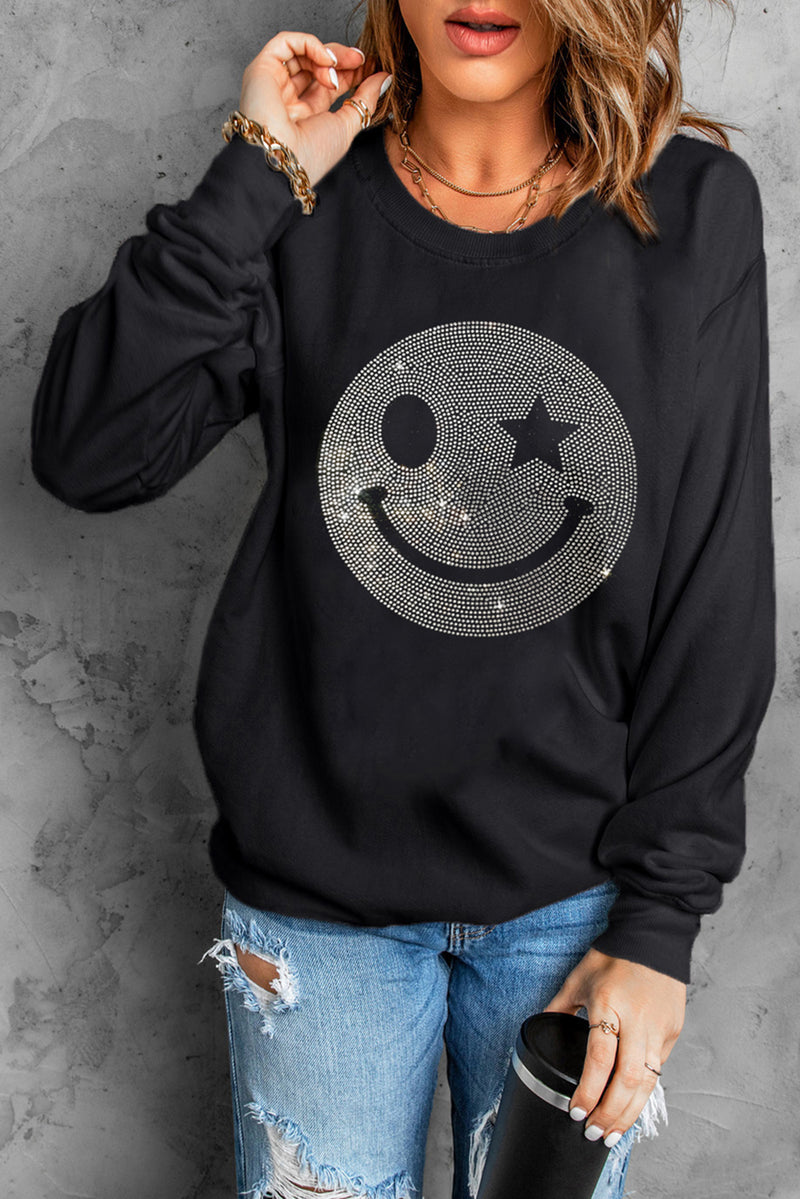 Emilia Rhinestone Smile Sweatshirt