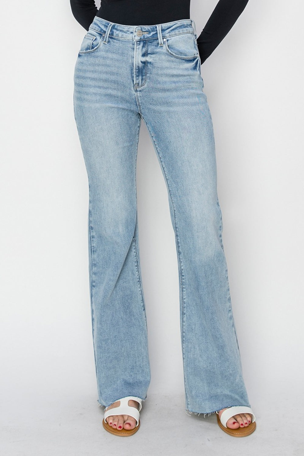 Lily High Rise Raw Cut Hem Bootcut Jeans