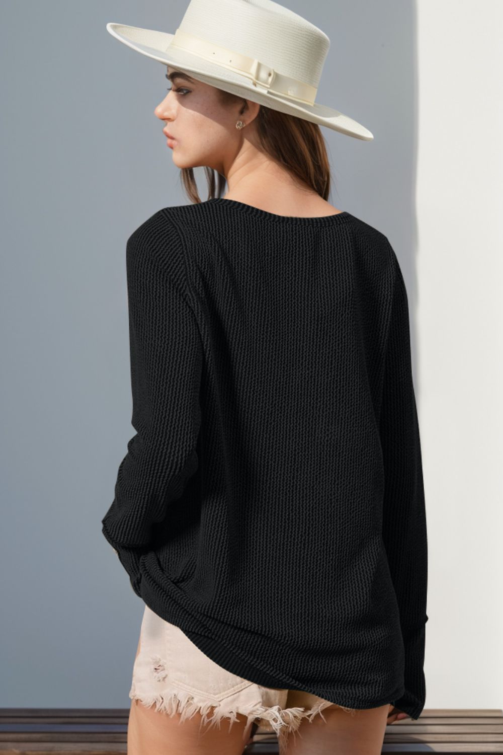 Notched Thumbhole Long Sleeve Tee