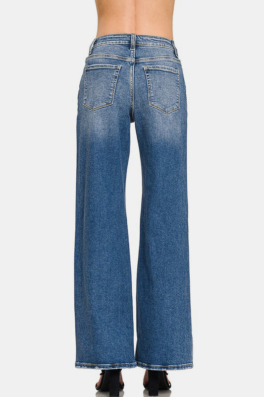 High Rise Wide Leg Jeans with Pockets