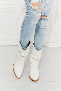 Addison Scrunch Cowboy Boots in White