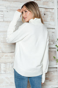 Half Zip Long Sleeve Knit Top In Multi Colors