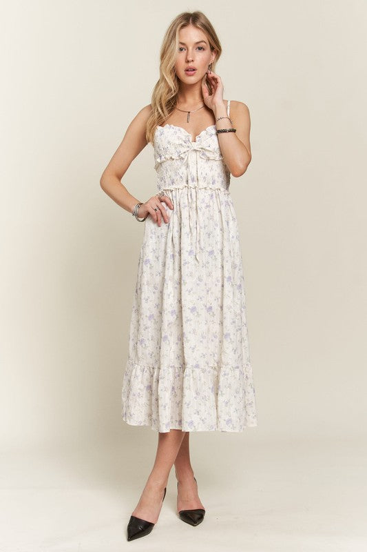 Dana Smocked Floral Sweetheart Neck Cami Dress