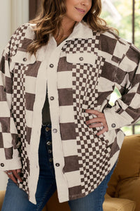 Eliza Plus Size Checkered Button Up Jacket