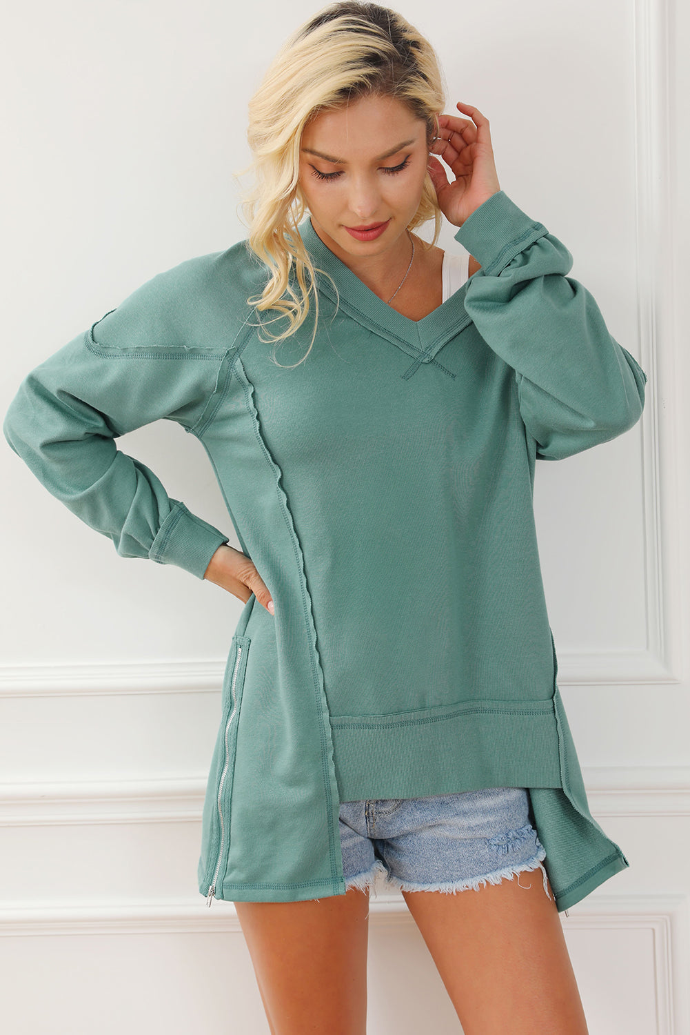 Kailee Exposed Seam Zip Sweatshirt