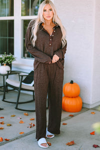 Juliette Buttoned Top and Long Pants Lounge Set