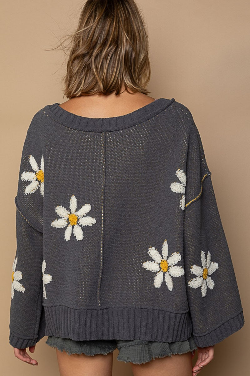 Floral Pattern Chenille Sweater