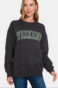 Weekend Round Neck Dropped Shoulder Sweatshirt