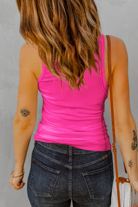 Gracie Notched Neck Ribbed Tank Top In Multi Colors