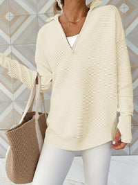 Half Zip Long Sleeve Knit Top In Multi Colors