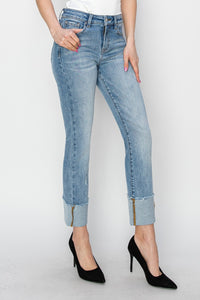 Risen Sloane High Rise Cuffed Slim Straight Jeans