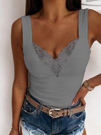 Hallie Lace Detail Sweetheart Neck Tank In Multi Colors