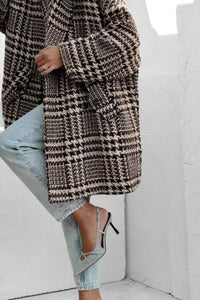 Madeline Houndstooth Coat With Pockets In Multi Colors