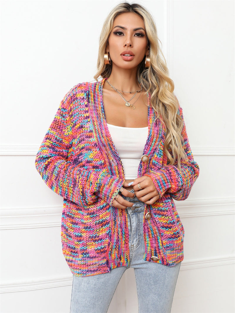 Amayah Button Up Dropped Shoulder Cardigan