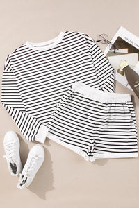 Allison Striped Lounge Top and Shorts Set