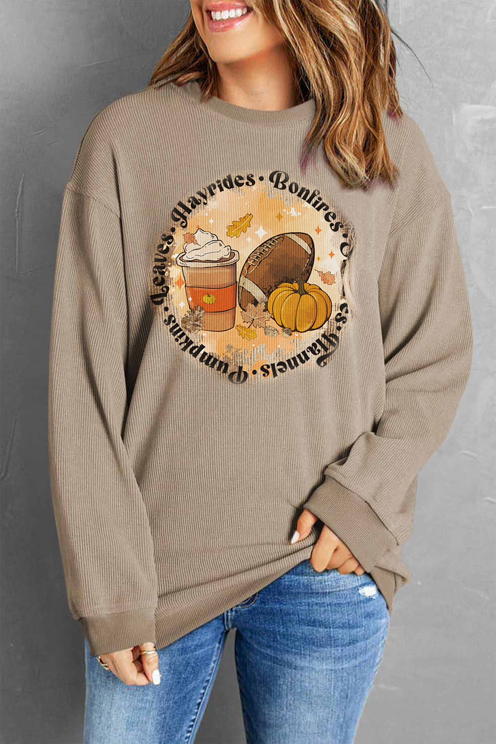 Fall Graphic Dropped Shoulder Sweatshirt