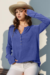 Notched Thumbhole Long Sleeve Tee