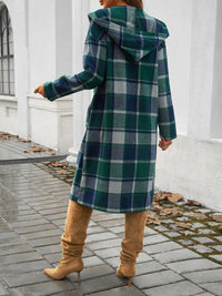 Morgan Plaid Hooded Coat In Multi Colors