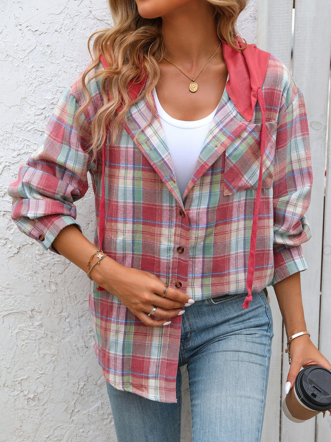 Aurora Plaid Hooded Jacket