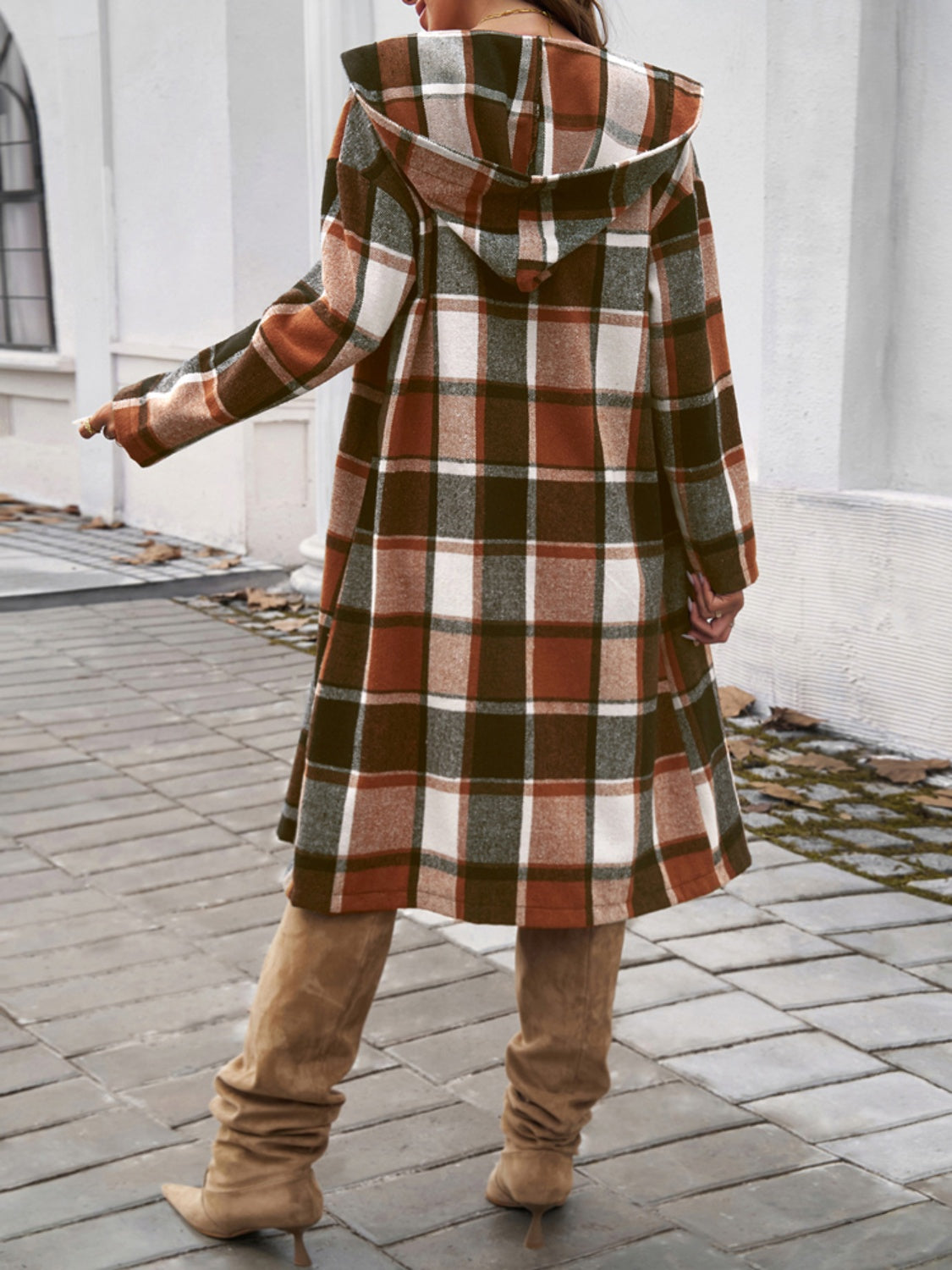 Morgan Plaid Hooded Coat In Multi Colors