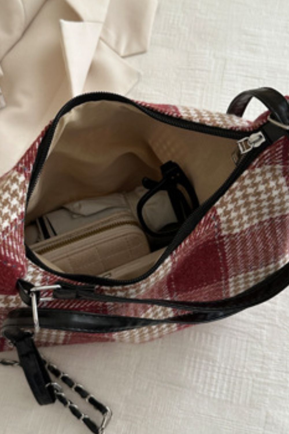 Ana Plaid Adjustable Strap Handbag In Multi Colors