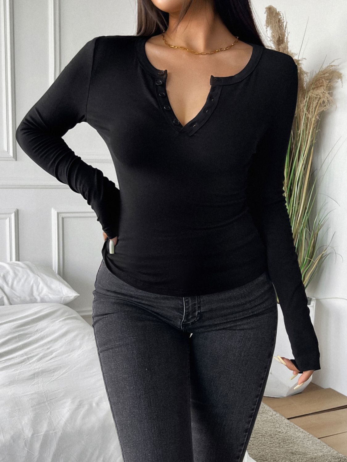 Everleigh Quarter Button Long Sleeve Top