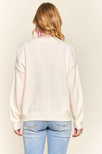 Stars Pattern Round Neck Drop Shoulder Sweater