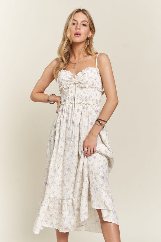 Dana Smocked Floral Sweetheart Neck Cami Dress