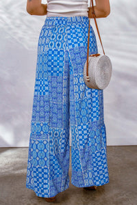 Gabriella Drawstring Wide Leg Pants In Multi Prints