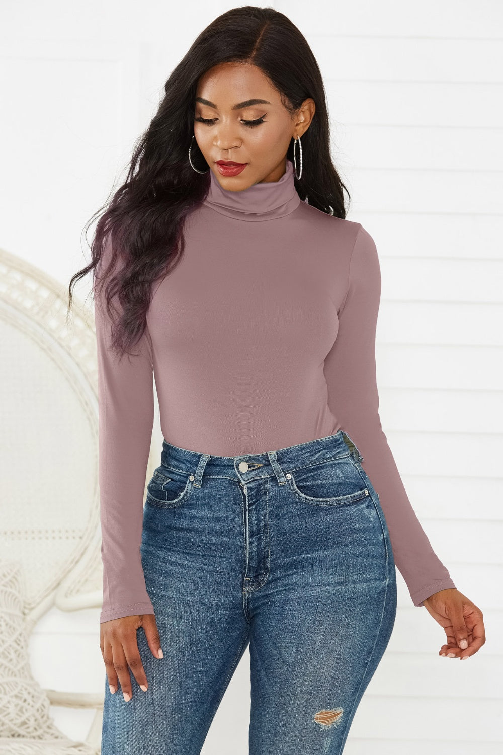 Zara Long Sleeve Turtleneck Bodysuit In 12 Colors