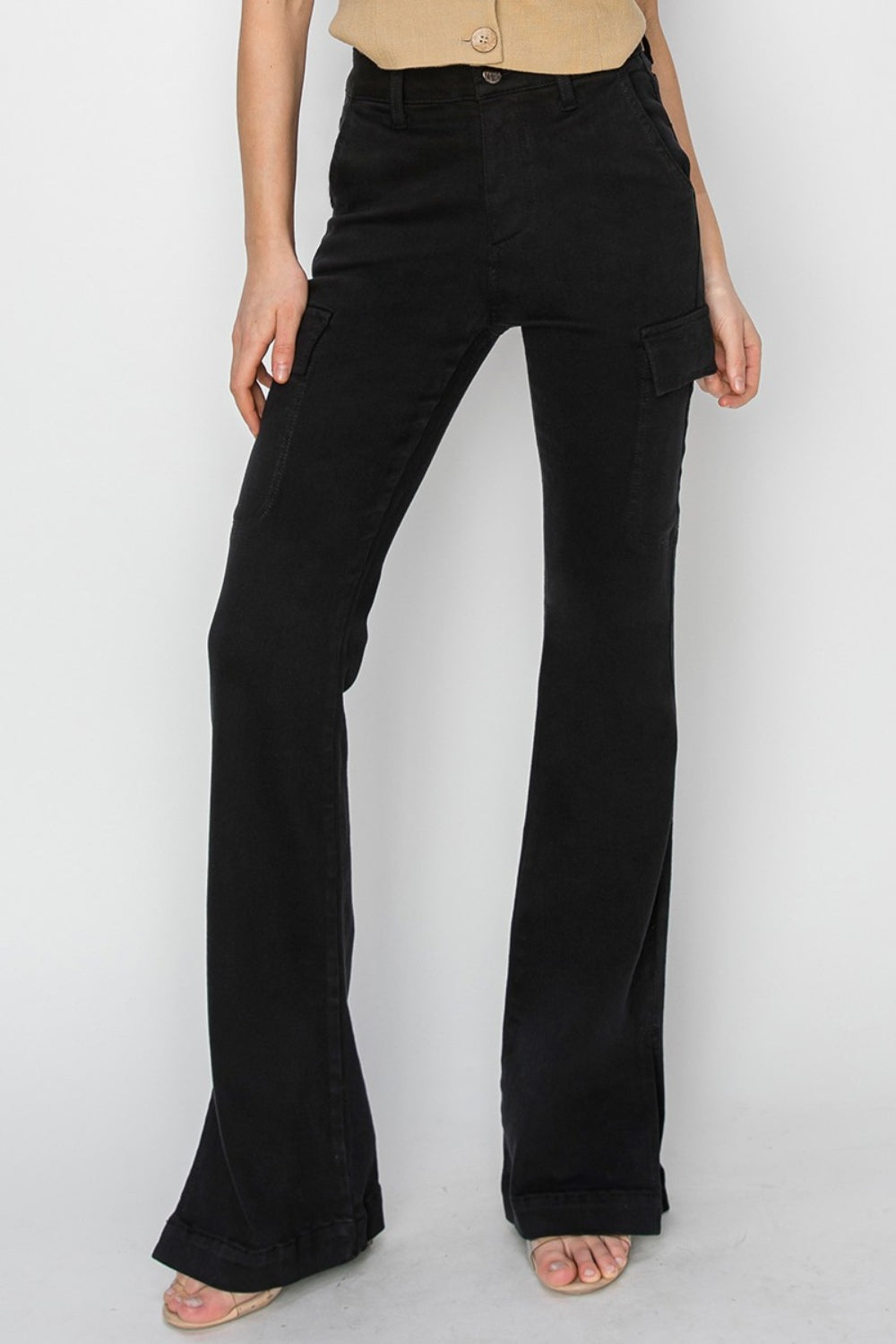 Risen Remi High Rise Side Slit Cargo Bootcut Jeans