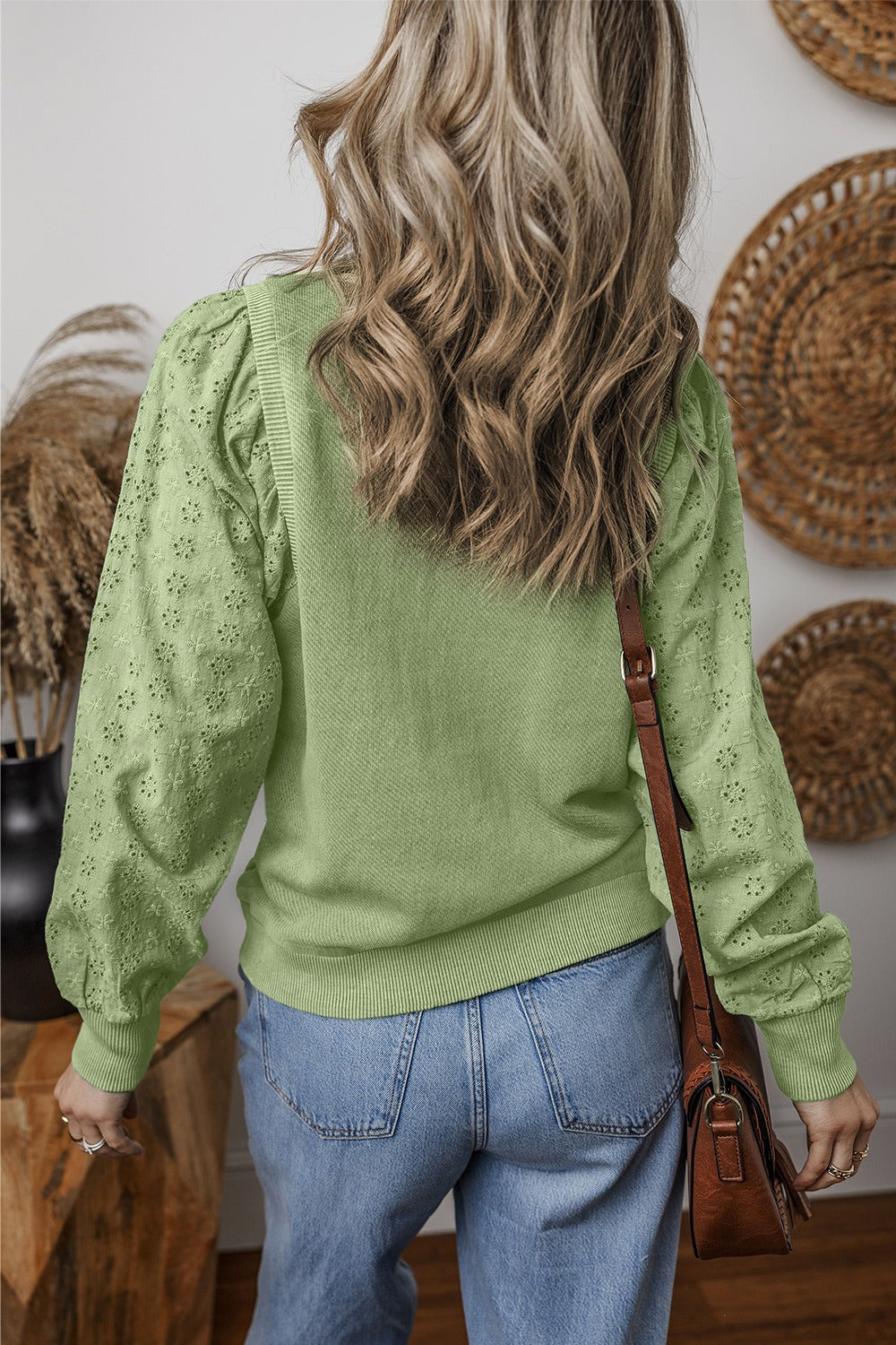 Alaiya Eyelet Long Sleeve Sweatshirt