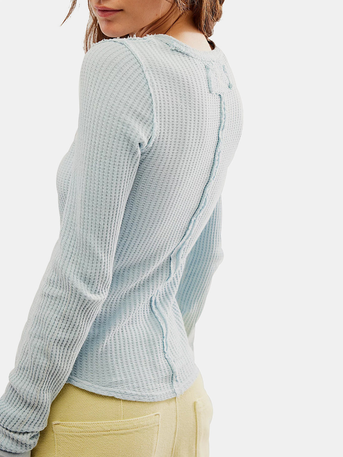 Exposed Seam Thumbholes Top In Multi Colors