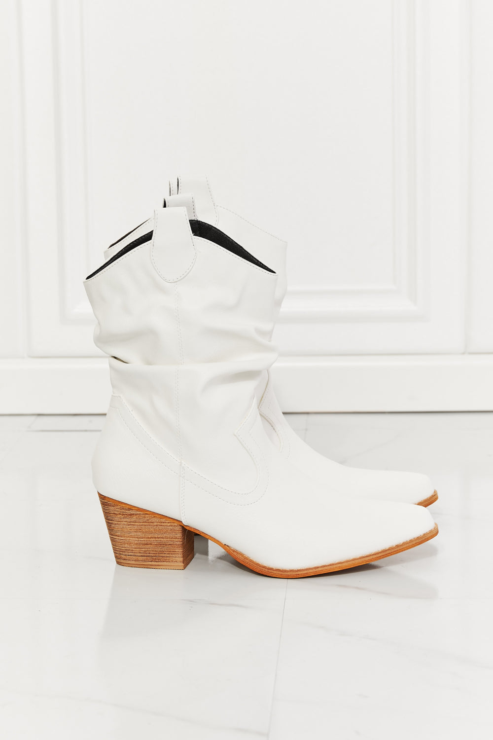 Addison Scrunch Cowboy Boots in White