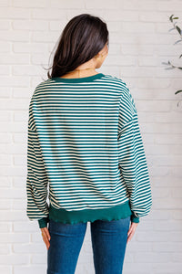 Too Good to be True Striped Drop Shoulder Top in Green