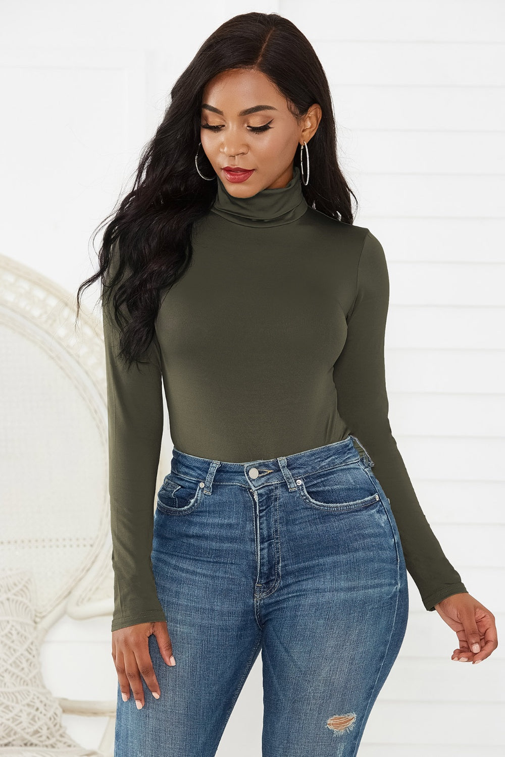 Zara Long Sleeve Turtleneck Bodysuit In 12 Colors