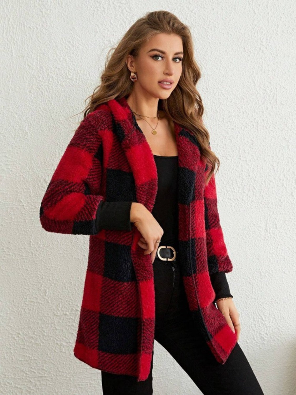 Isabella Plaid Hooded Coat In Multi Colors